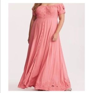 Torrid off the shoulder button up maxi
